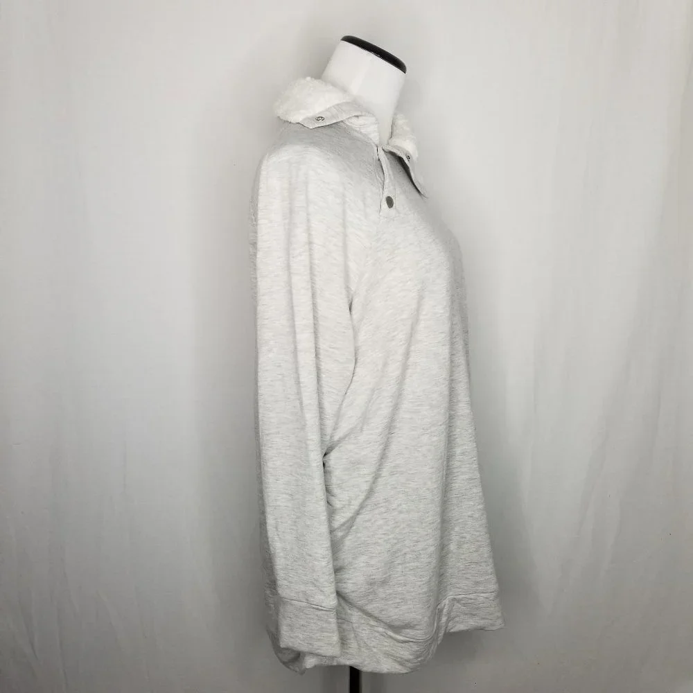 Maternity Sherpa Fleece Sweatshirt Light Gray - Picture 6 of 8
